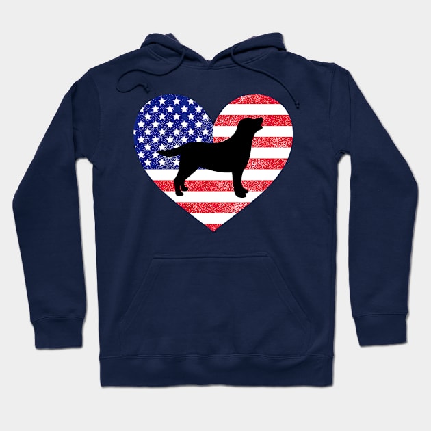 Black Labrador Retriever and Stars and Stripes Hoodie by HappyLabradors